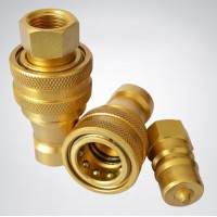 諾冠KZD開閉式液壓快速接頭 黃銅快換接頭 液壓油管快速接頭KZD2-6 ZG1/4 銅雙開關快速接頭